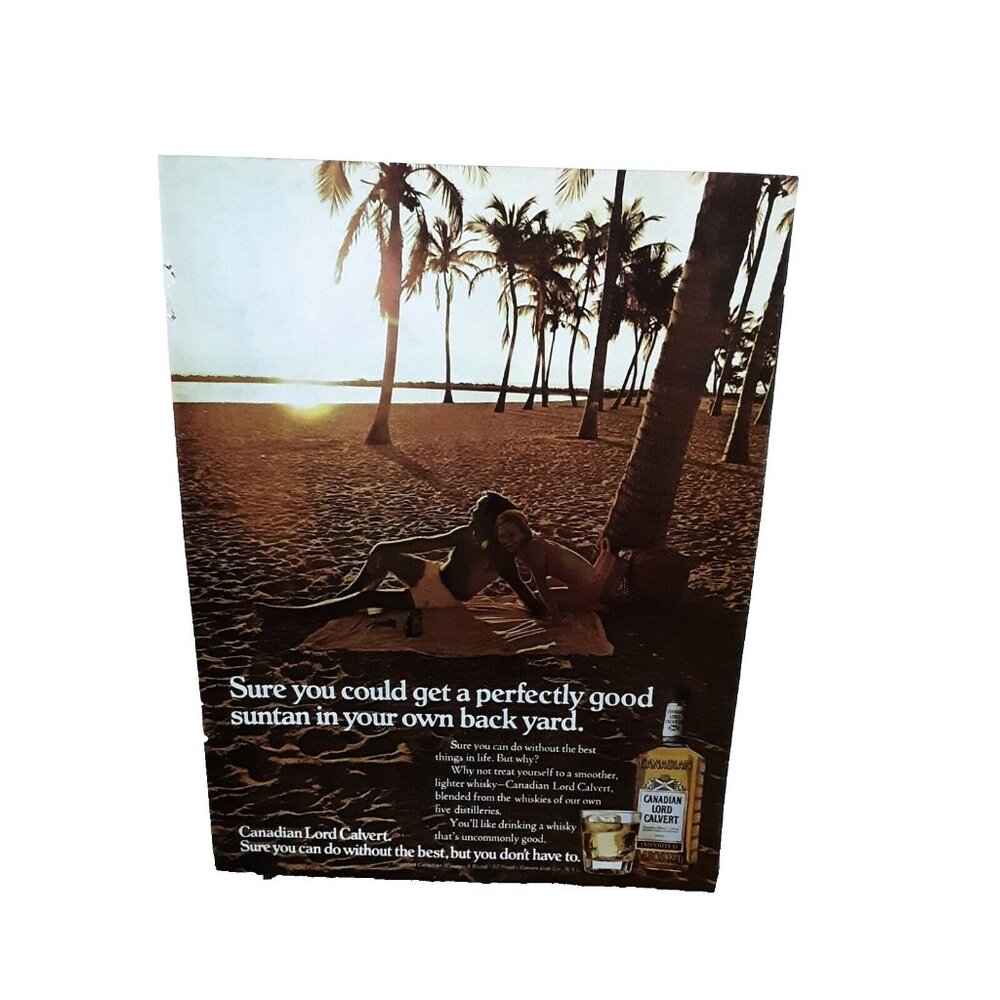 1971 Canadian Lord Calvert Whisky Man Woman Relaxing Original Print Ad 70s